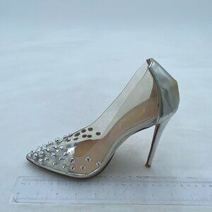 FSJ Silver Rivets Pointed Toe Transparent Pumps High Heels Shoes